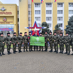 Казаки КубГАУ вошли в состав парадного расчета к 80-летию Великой Победы